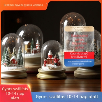 Testreszabható szintetikus gyanta kristálygömb függő dísz, állat alakú, automatikus hóesés és zenei doboz