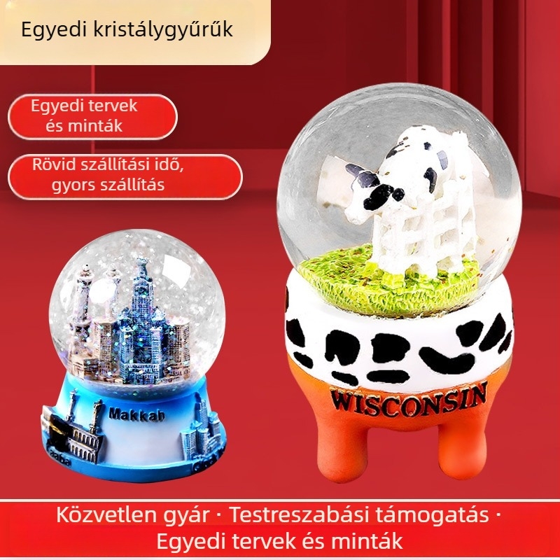 Sanma műgyanta vízgömb asztali dísz – egyszerű és modern stílus, műanyag/gyanta, zenei doboz