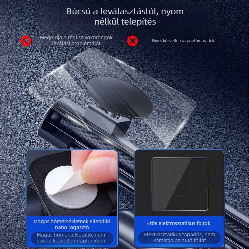Autó előtti szélvédő árnyékoló, automatikusan kihúzható, hőszigetelés, vákuumos rögzítés, anyag: Impact Cloth