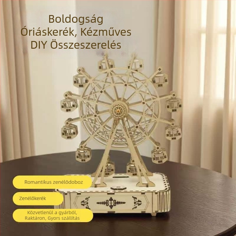 Kézzel készített DIY zenélő doboz — fa Ferris-kerekes modell készlet pároknak és diákoknak, születésnapi ajándék