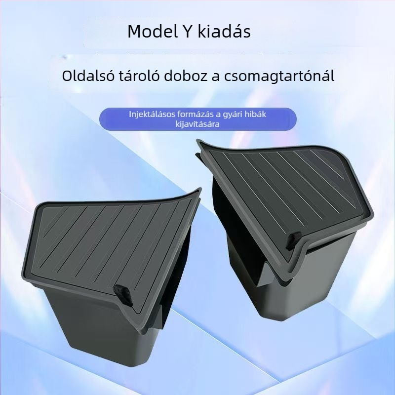 Tesla Model Y és Model 3-höz tervezett csomagtartó tároló doboz oldalsó zsebekkel, TPE anyag