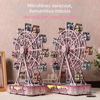 Fa DIY körhinta világítással – kézzel összeállítható forgó dekoráció és zenei doboz, ajándék lányoknak