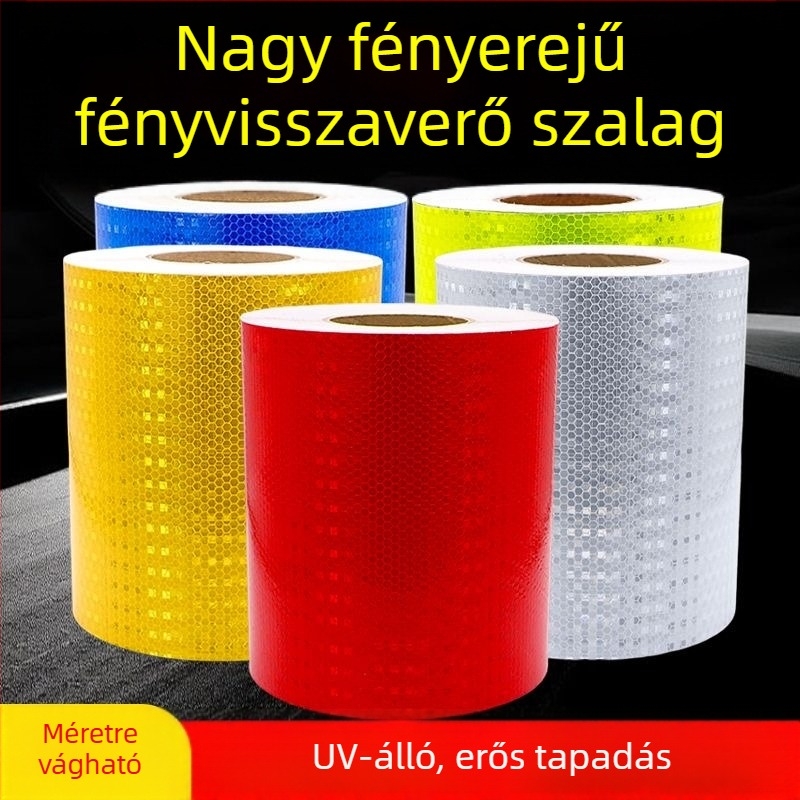 20 cm széles fényvisszaverő figyelmeztető matrica autóhoz kristály színű rácsmintával, éjszakai visszaverő film