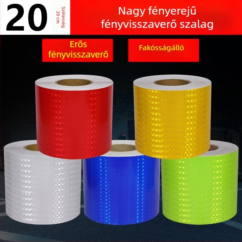 20 cm széles fényvisszaverő figyelmeztető matrica autóhoz kristály színű rácsmintával, éjszakai visszaverő film
