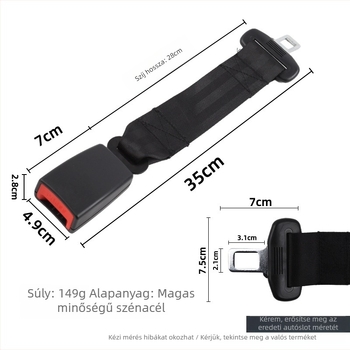 Autóülésöv-hosszabbító, ABS anyagból, Huitian márka; kompatibilis a zárnyelvvel, 2,1 cm szélességű és 3 cm hosszú