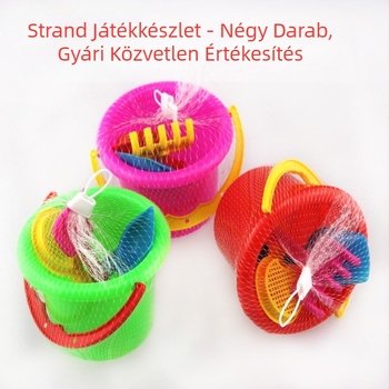 Gyerekeknek szóló strandhomokozó játékkészlet — műanyagból, hálós zacskóban csomagolva, 7–14 éveseknek, strandjátékok