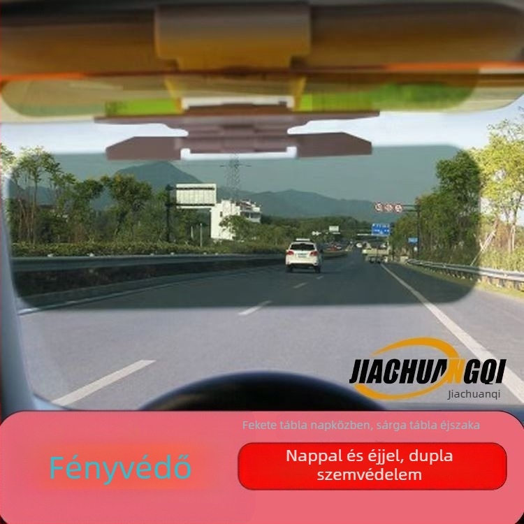 Autó napszemvédő anti glare lencsével és éjszakai látással, nappal-nappali kettős használat • Anyag: műanyag • Vastagodott dizájn • Teleszkópos rögzítés • Univerzális az első részhez