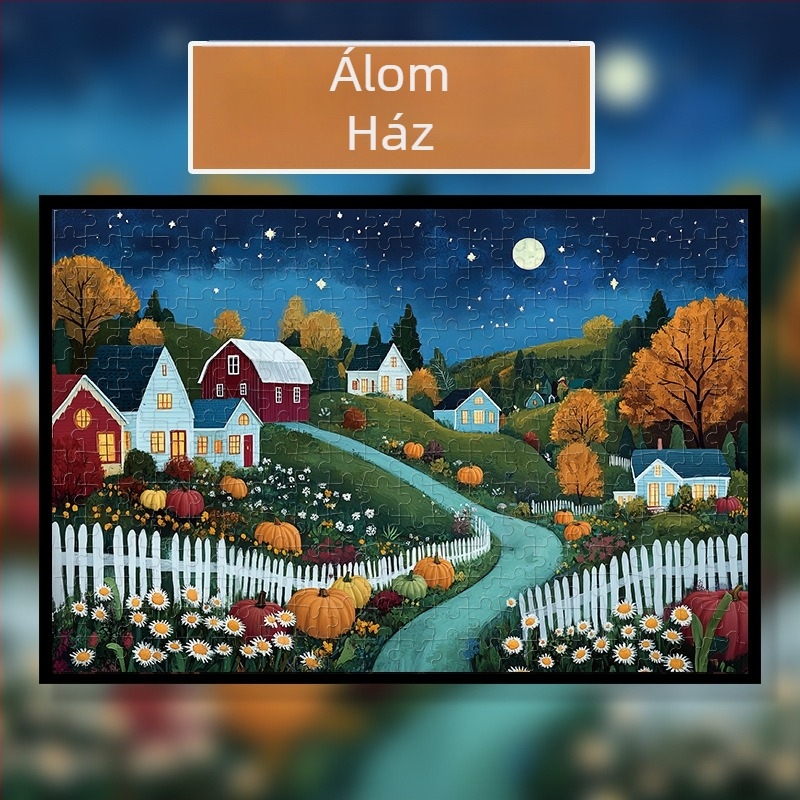 Fa síkpuzzle, 1000 darab, ház téma, testreszabható a tervek szerint, 14+ éveseknek