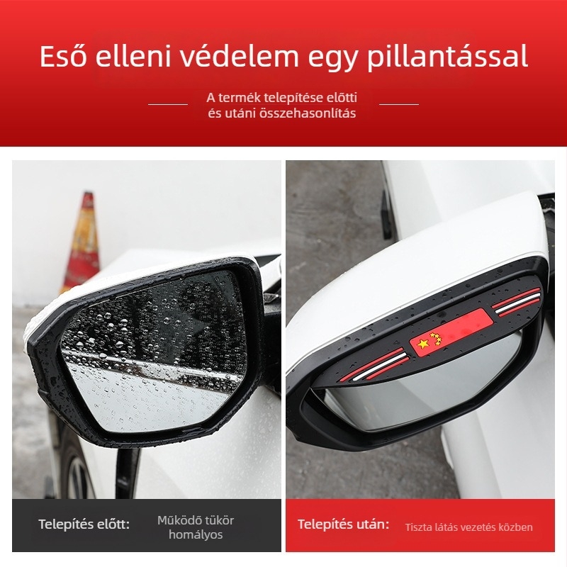 Hátsó tükör esővédő pajzs – PVC anyag, erős tapadás, univerzális kompatibilitás, testreszabható