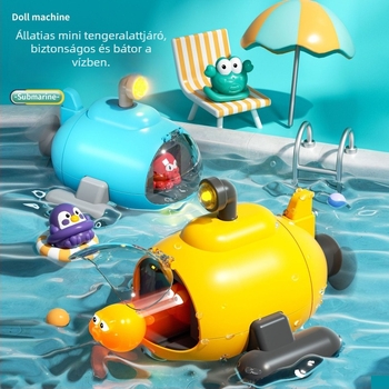 Fürdőjáték tengeralattjáró világító funkcióval, rugómechanizmus (wind-up), műanyagból, 0–2 éveseknek