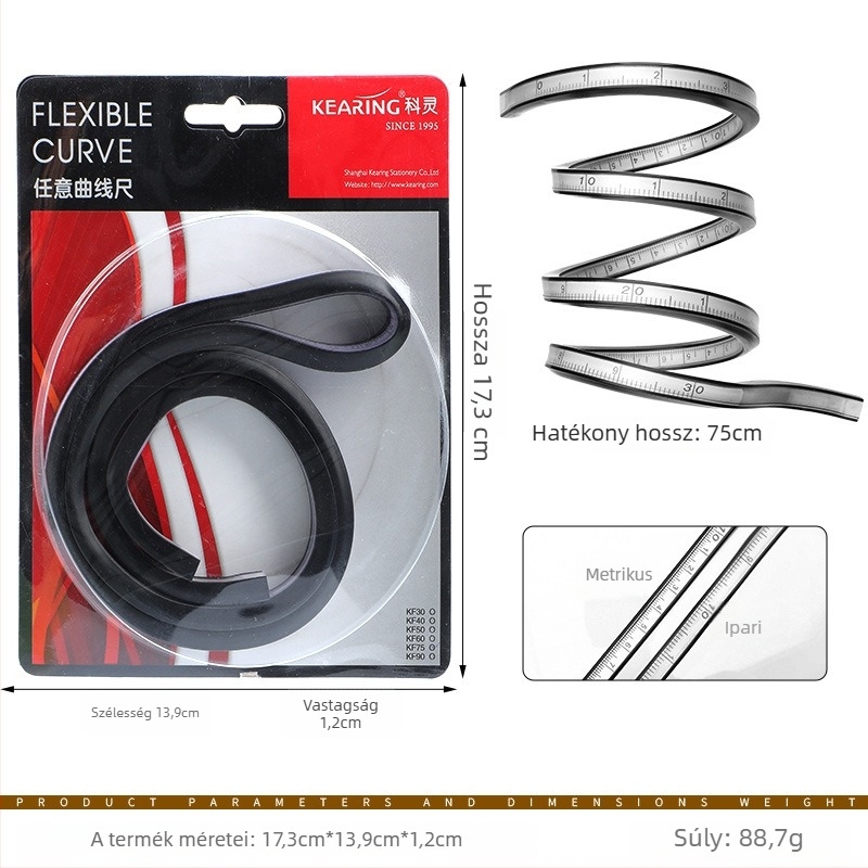 Keling rugalmas ív vonalzó – hajlítható ív mérőeszköz varráshoz, műanyag