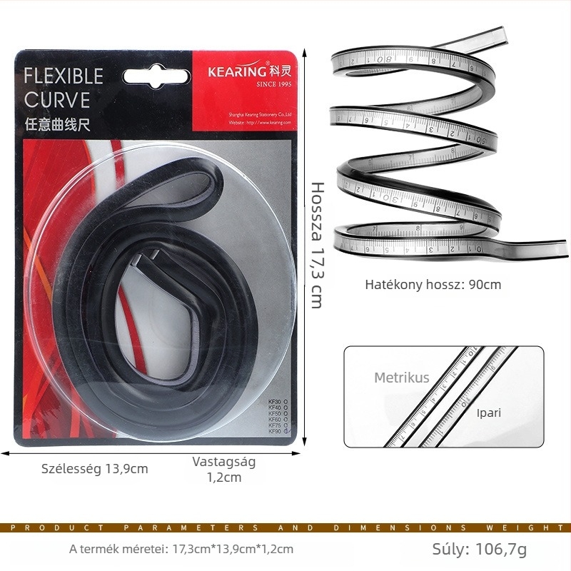 Keling rugalmas ív vonalzó – hajlítható ív mérőeszköz varráshoz, műanyag