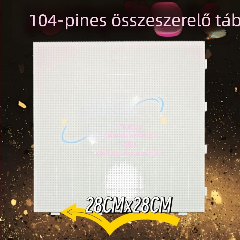 104 gyöngyös sík puzzle tábla, műanyagból, DIY-kompatibilis, csomagolás hálós zacskóban, 7–14 éveseknek