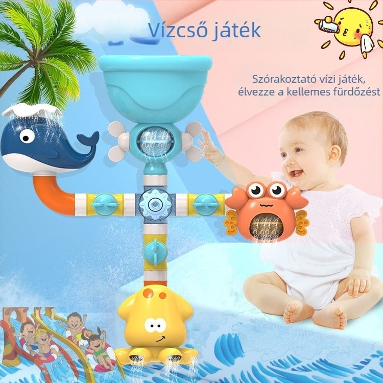 DIY Vízjáték Fürdőszobához Szívócsészével, Műanyag Kivitelben, 0–2 Éveseknek, Forgó Víz Spriccelés