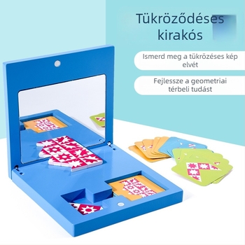 Fából készült gyermekeknek szánt 3D-s puzzle tükörrel, oktatási játék a korai fejlődéshez, DIY összeállítható