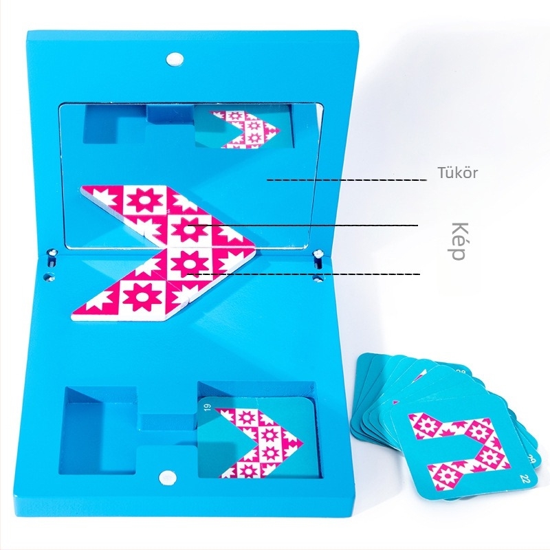 Fából készült gyermekeknek szánt 3D-s puzzle tükörrel, oktatási játék a korai fejlődéshez, DIY összeállítható