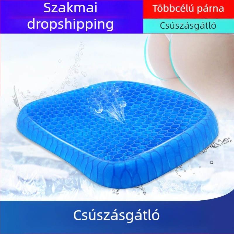 Autóülés párna gél tojás alakú, méhsejt mintázatú, szellőző felületű, gumírozott, négy évszakos használatra