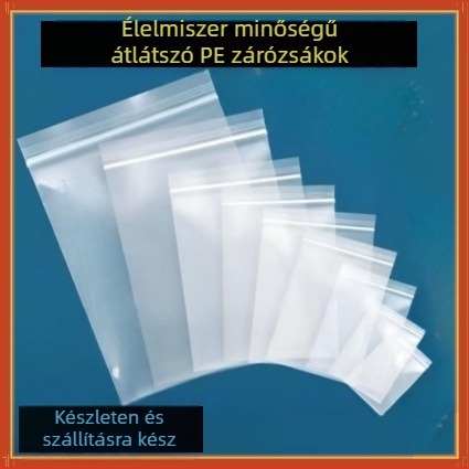 Huali PE Zip-Lock zacskó, élelmiszer-minőségű, nedvességálló és vastagított, önzáró, zárási hossz 1,5 cm