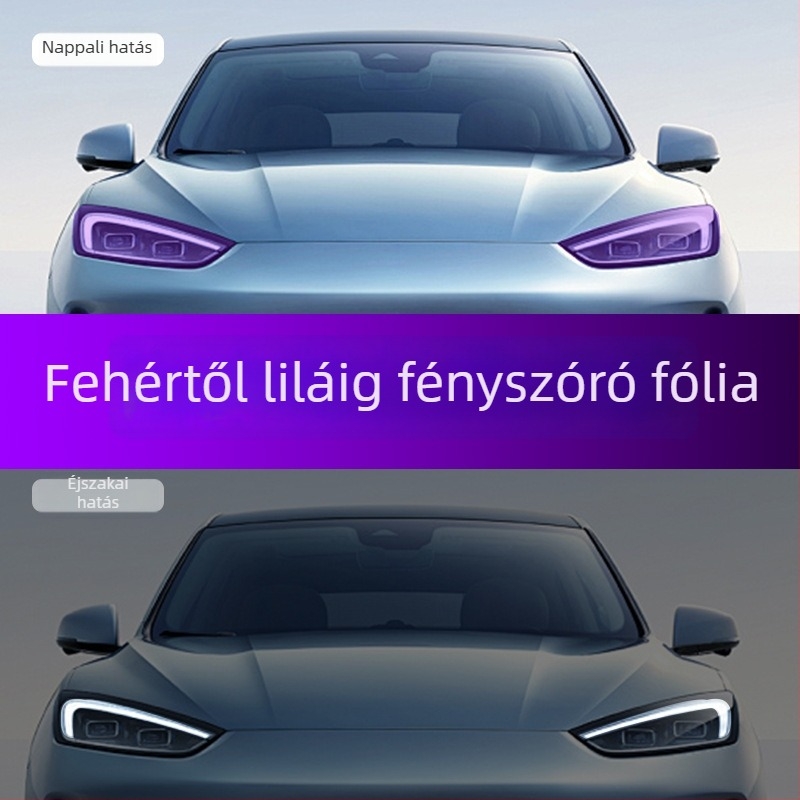 TPU fényszóróvédő film fényirányított színváltással, Volkswagen Polo R-Line, fehérről lilára és fehérről feketére