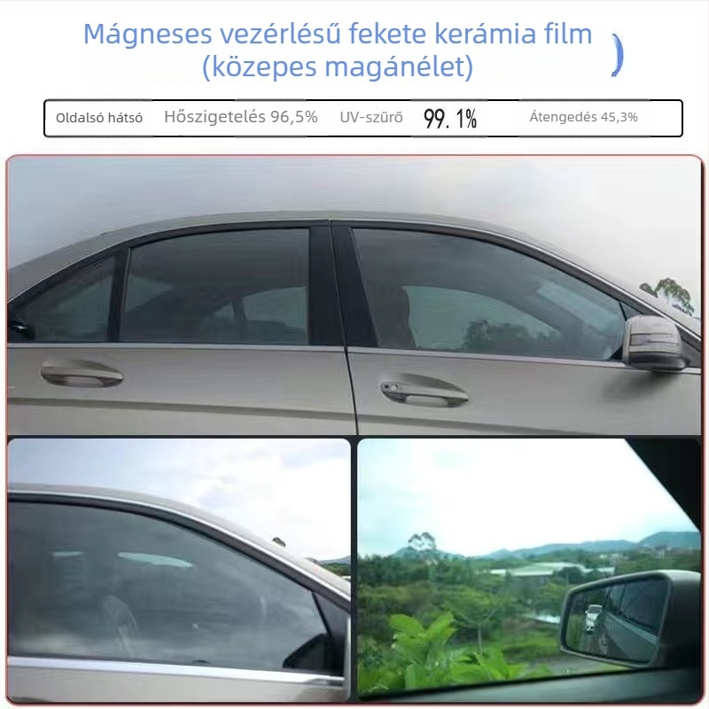 Nano-kerámiás autóüveg fólia: UV-védelem 80–90%, látható fényáteresztés 70–80%, hőszigetelés és privát szféra