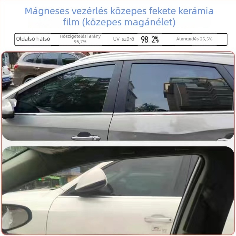 Nano-kerámiás autóüveg fólia: UV-védelem 80–90%, látható fényáteresztés 70–80%, hőszigetelés és privát szféra