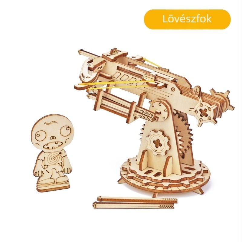 Fából készült arbaléta háromdimenziós puzzle DIY készlet a Hedin Crafttól, 7–14 éveseknek