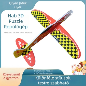 Háromdimenziós habpuzzle repülőgép gyerekeknek, DIY testreszabás, EPS anyag, 4–6 éveseknek