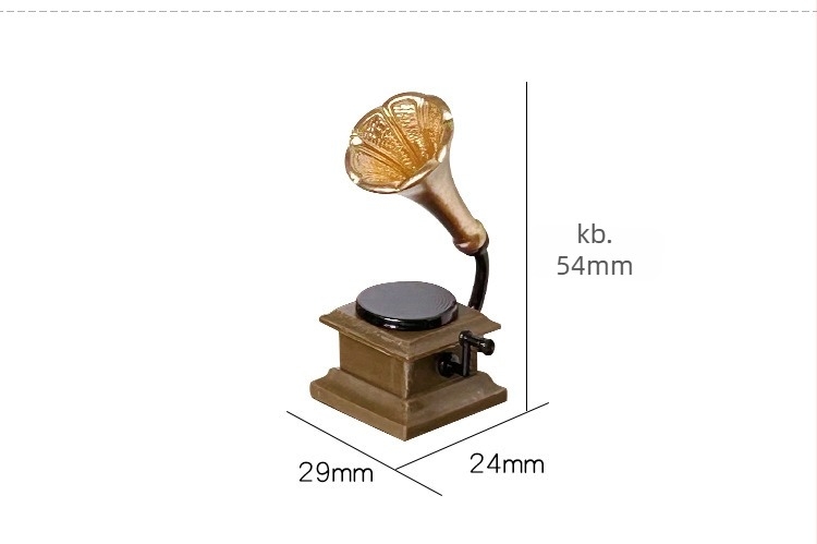 Miniatűr babaház dekor: gramofon, gyanta és ötvözet, szimulált szobai bútorok, modell játék 14+.