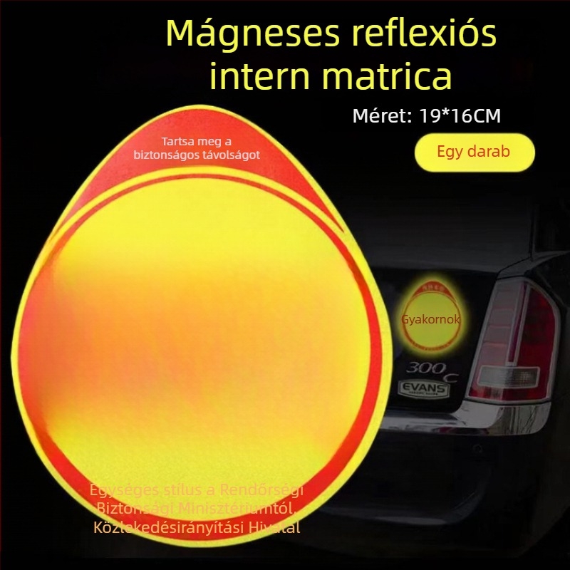 Reflektív figyelmeztető matrica az autó hátsó részéhez – mágneses típus, 3D matrica, szöveges dizájn