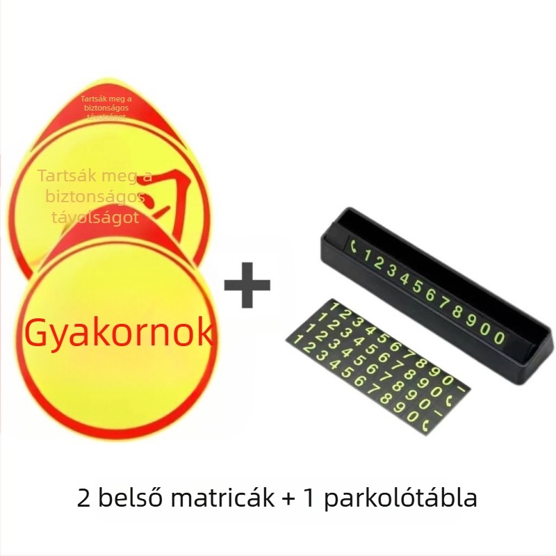 Reflektív figyelmeztető matrica az autó hátsó részéhez – mágneses típus, 3D matrica, szöveges dizájn