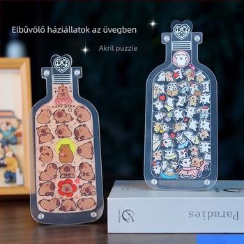 3D puzzle – akril DIY capibara figura üvegben (Anyag: akril; Funkció: DIY; Kategória: 3D puzzle; Korhatár: 14+)
