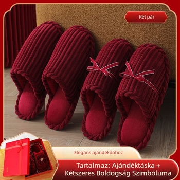 Párok számára papucs - téli, denim felsőrész, PVC talp, csúszásmentes, kopásálló