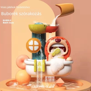 Oroszlános buborékos fürdőjáték gyerekeknek — műanyag, 3–6 éveseknek, fiúknak és lányoknak, oktató fürdőpartner a Babi Valleytől