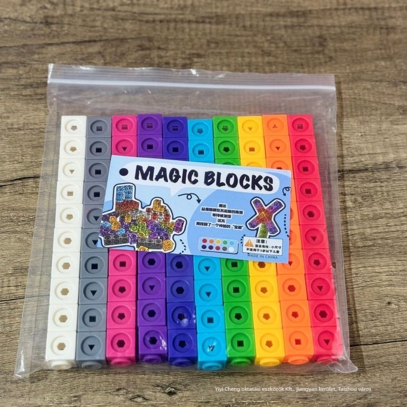 Mágikus négyzet puzzle blokkok – DIY, műanyag, 4–6 éveseknek, 100 darabos készlet