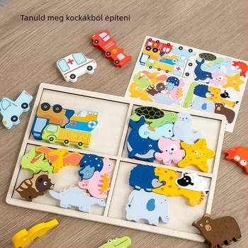 Fa 3D puzzle gyerekeknek – négy az egyben oktatási játék a finommotorika és a gondolkodás fejlesztésére (4–6 évesek)