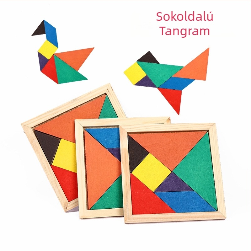 Fából készült oktató Tangram játék agyi fejlesztéséhez, 4-6 éveseknek, DIY-barát, Baffling márka, sík panel