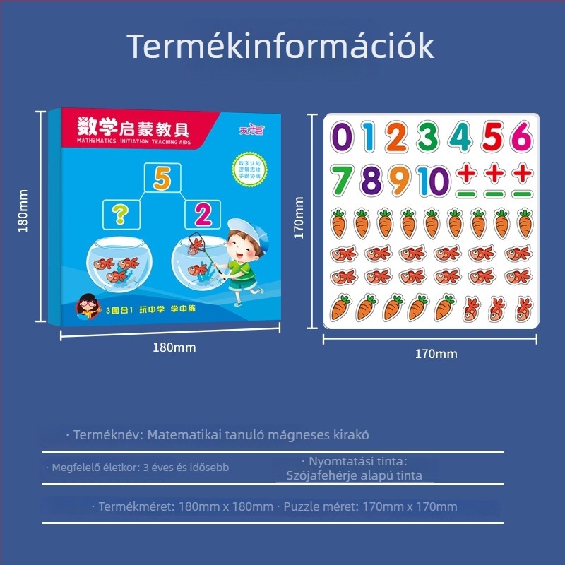 Gyermekeknek szóló mágneses oktatási puzzle a matematika és a korai fejlődéshez – logó OEM testreszabás, hálós zacskócsomagolás, papír alapú, 4–6 éveseknek