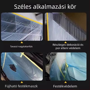 Autófestés maszkoló fólia PE filmmel, vízbázisú ragasztóval, nagy viszkozitású, papírcsővel, autó- és bútor maszkoláshoz