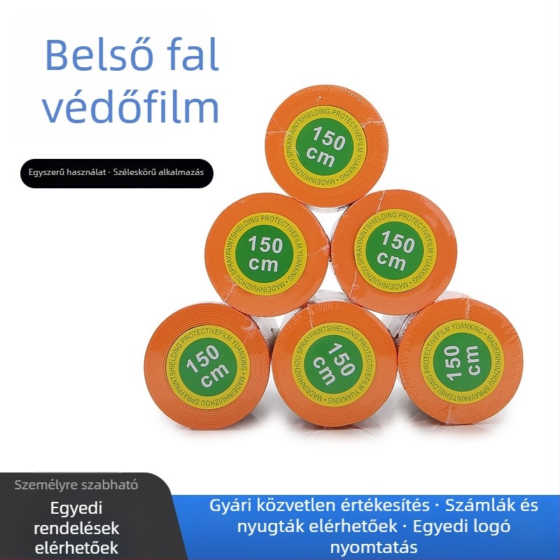 Sprayfesték maszkoló fólia, átlátszó PE védőfólia bútorokhoz, falakhoz, burkolatokhoz és üveghez; vastagság kb. 1 mm; ragasztóval vagy ragasztó nélkül; nem ragad, könnyen lekaparható, nyomot nem hagy