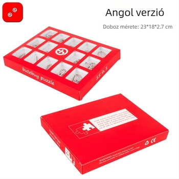 15 darabos fém gyűrű-nyitó puzzle készlet, 7–14 éveseknek