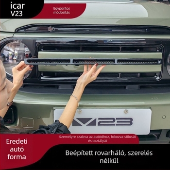 Chery iCAR V23-hoz illeszkedő légbeömlő védőfedél integrált rovar- és kővédő hálóval, ABS anyag