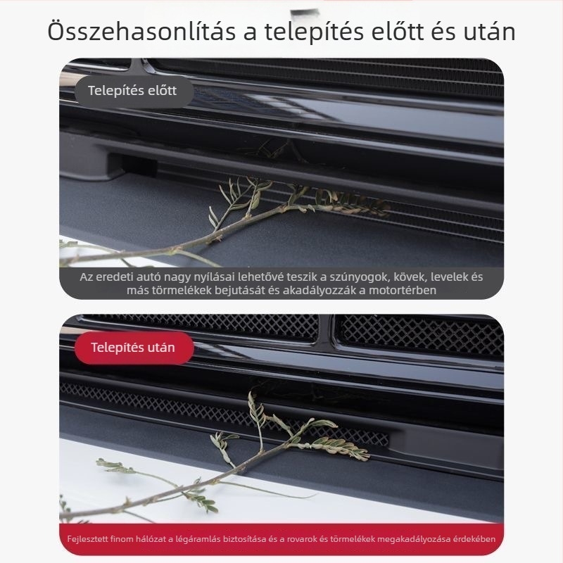 Chery iCAR V23-hoz illeszkedő légbeömlő védőfedél integrált rovar- és kővédő hálóval, ABS anyag