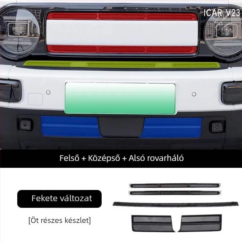 Chery iCAR V23-hoz illeszkedő légbeömlő védőfedél integrált rovar- és kővédő hálóval, ABS anyag
