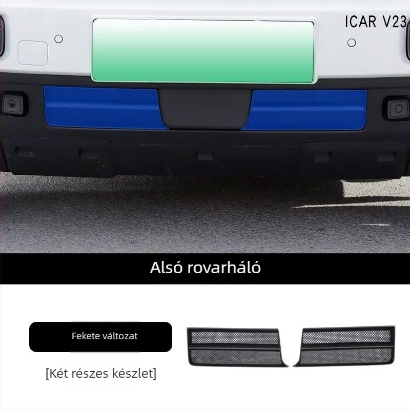 Chery iCAR V23-hoz illeszkedő légbeömlő védőfedél integrált rovar- és kővédő hálóval, ABS anyag