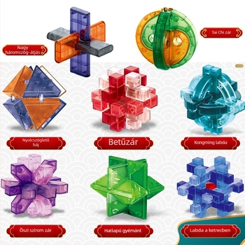 Luban lock puzzle készlet – szétszerelés és összeszerelés, műanyag, 7–14 évesek, DIY
