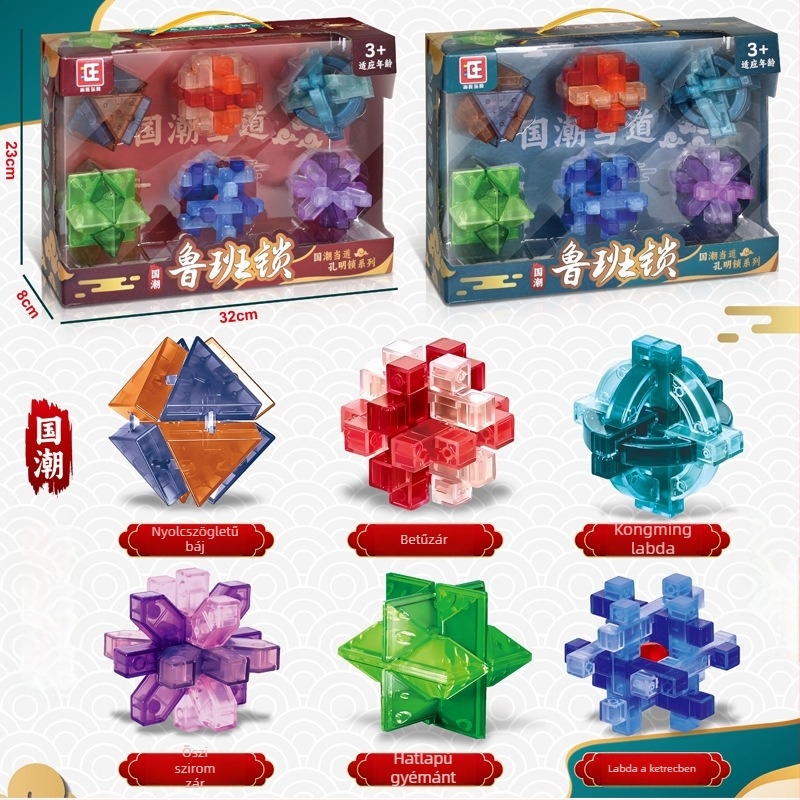 Luban lock puzzle készlet – szétszerelés és összeszerelés, műanyag, 7–14 évesek, DIY