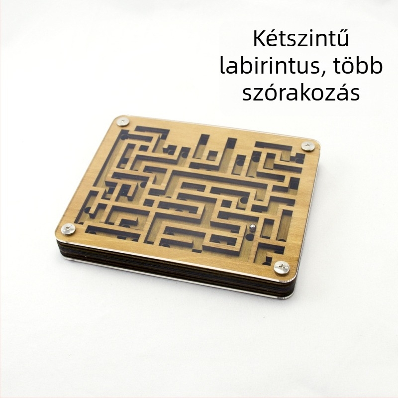Fából készült Luban lock puzzle kettős labirintussal — anyaga: fa; funkció: logikai gondolkodás; DIY elérhető; 7–14 éveseknek