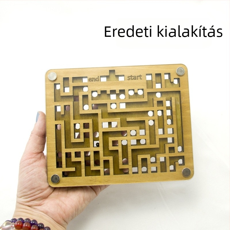 Fából készült Luban lock puzzle kettős labirintussal — anyaga: fa; funkció: logikai gondolkodás; DIY elérhető; 7–14 éveseknek