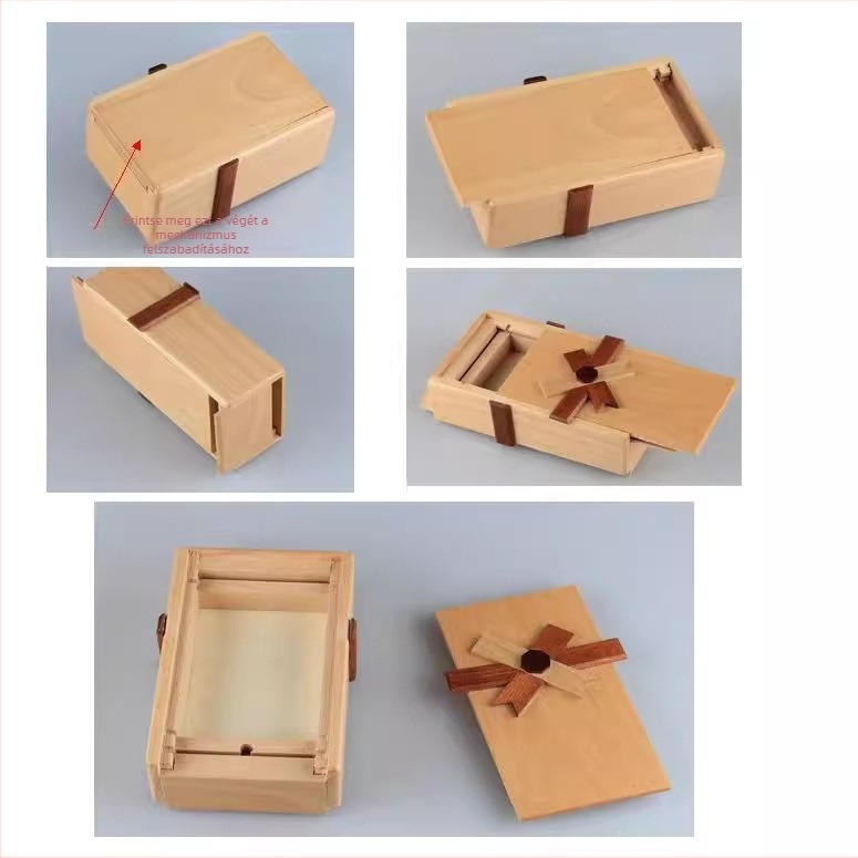 Fából készült Kongming zár puzzle — Kinyitás, DIY-kompatibilis, 7–14 éveseknek