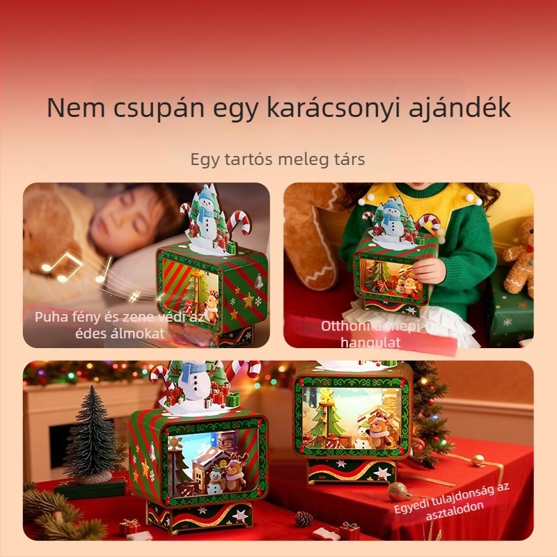 DIY forgó zenei doboz, fém, UV nyomtatás, testreszabható, ajándék gyerekeknek karácsonyra és születésnapra